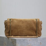 Saint Laurent Calypso Small Suede Shoulder Bag Fawn